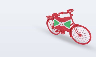 3D bycycle gün Burundi bayrağı doğru görünüm oluşturma