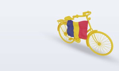 3D by-cycle gün Chad bayrağı doğru görünüm oluşturur