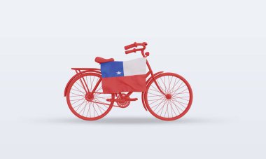 3d bycycle gün Şili bayrağı ön görünüm oluşturma