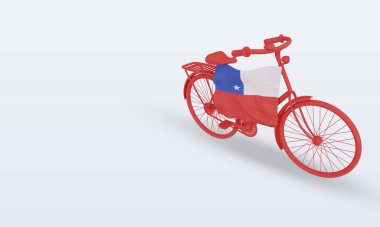 3d bycycle gün Şili bayrağı doğru görünüm oluşturma