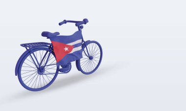 3D bycycle gün Küba bayrağı sol görünümü görüntülüyor
