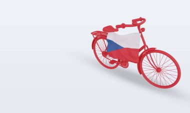 Çek Cumhuriyeti bayrağının 3D bayrağı sağa bakıyor