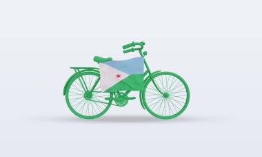 3d bycycle day Cibuti bayrağı ön görünüm oluşturma