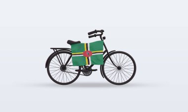 3D bycycle Günü Dominica bayrağı ön görünüm oluşturma