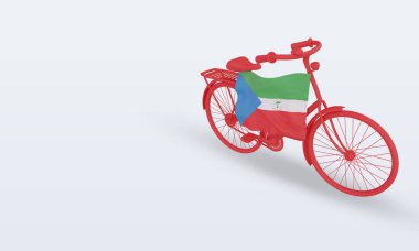 3D by-cycle gün Ekvator Gine bayrağı sağ görünüm oluşturma