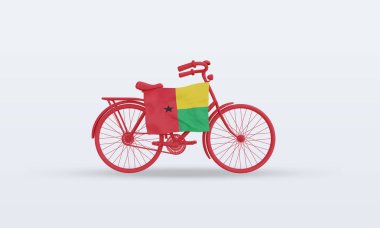 3D bycycle gün Gine bayrağı ön görünüm oluşturma