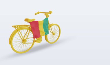 3D bycycle Day Gine Bissau bayrağı sol görüşü yansıtıyor