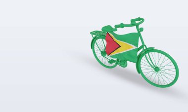 Guyana bayrağı sağ görünümü 3d bycycle gün