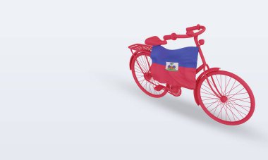 3d bycycle gün Haiti bayrağı doğru görünüm oluşturur
