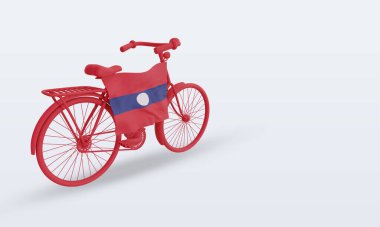 3d bycycle gün Laos bayrağı sol görünümü görüntülüyor