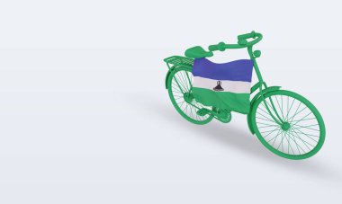 3d bycycle gün Lesotho bayrağı doğru görünüm oluşturma