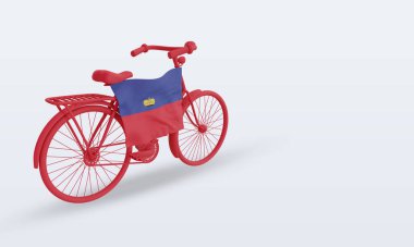 3D bycycle day Lihtenştayn bayrağı sol görünümü görüntülüyor