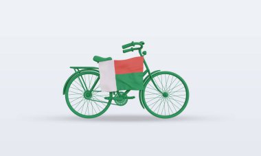 Madagaskar bayrağı, 3D by-cycle gününde ön görüntüyü oluşturuyor.