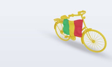 3D bycycle gün Mali bayrağı doğru görünüm oluşturma