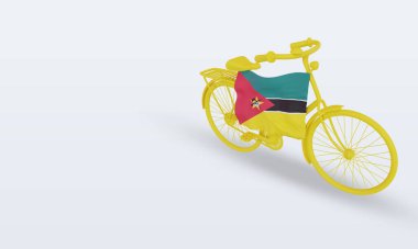 3d bycycle gün Mozambik bayrağı doğru görünüm oluşturma