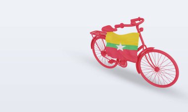 3D by-cycle gün Myanmar bayrağı doğru görünüm oluşturur