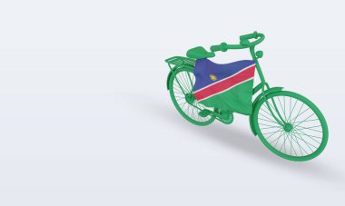 3D bycycle gün Namibya bayrağı doğru görünüm oluşturma