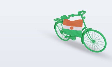 3D bycycle gün Nijer bayrağı sağ görünüm oluşturma