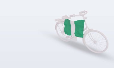 3D bycycle gün Nijerya bayrağı doğru görünüm veriyor
