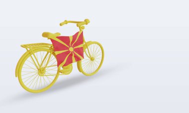 Kuzey Makedonya bayrağı sol görüşe dönük 3d bayrak