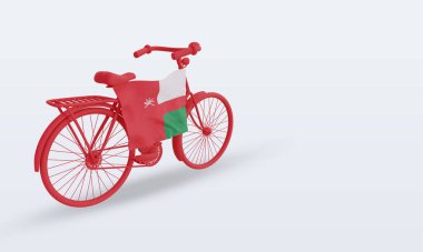 3D bycycle Günü Umman bayrağı sol görünümü yansıtıyor