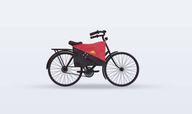 3D bycycle Günü Papua Yeni Gine bayrağı ön görünüm oluşturur