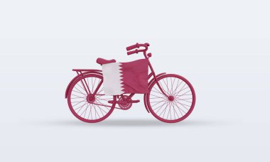 3d bycycle gün Katar bayrağı ön görünüm oluşturma