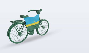 3d bycycle Day Rwanda bayrağı sol görünümü yansıtıyor