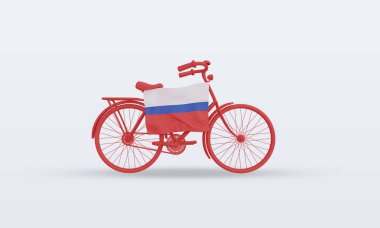 3D by-cycle Günü Rus bayrağı ön görünümü yansıtıyor