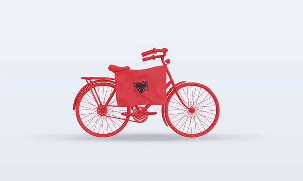 Bycycle Day Albania Flag Rendering Front View — стокове фото