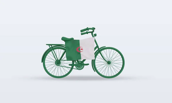 Bycycle Day Algieria Flag Renderowanie Widok Przodu — Zdjęcie stockowe