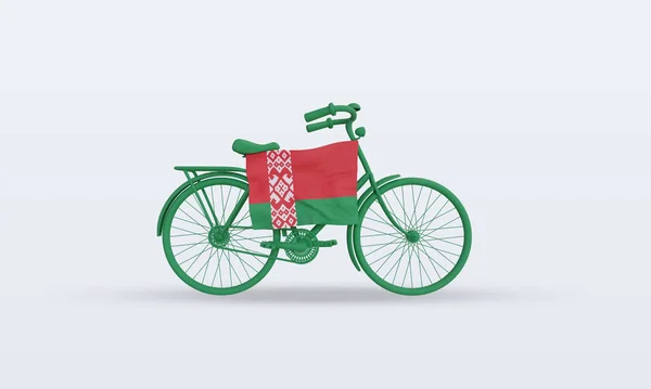 Bycycle Day Białoruś Flaga Renderowania Widok Przodu — Zdjęcie stockowe