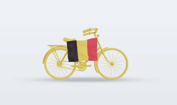 Bycycle Day Belgium Flag Rendering Front View — Stock Photo, Image