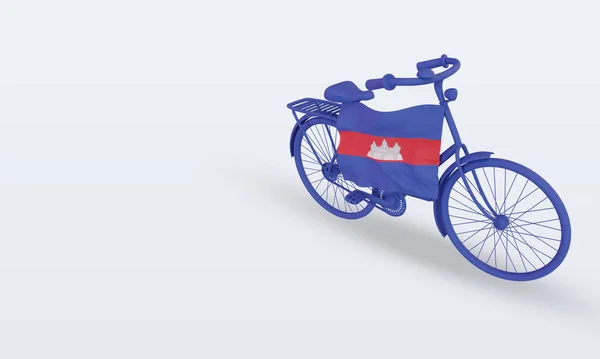 Bycycle Day Flaga Kambodży Renderowanie Prawy Widok — Zdjęcie stockowe