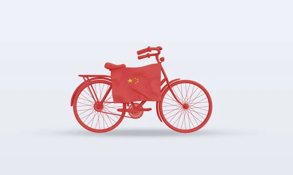 Cykel Dag Kina Flagga Gör Front View — Stockfoto