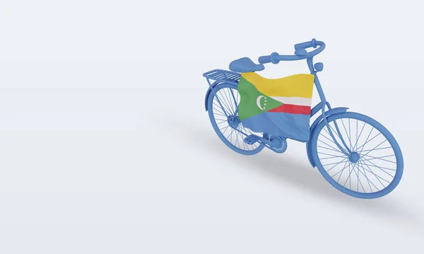 Bycycle Day Flaga Komorów Renderująca Prawy Widok — Zdjęcie stockowe