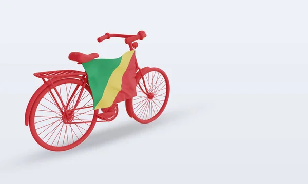 День Велосипеда Флаг Республики Конго Вид Слева — стоковое фото