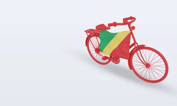 Bycycle Day Republika Kongo Flag Rendering Right View — Zdjęcie stockowe