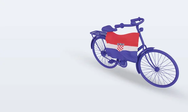 Jour Bycycle Croatie Drapeau Rendu Vue Droite — Photo