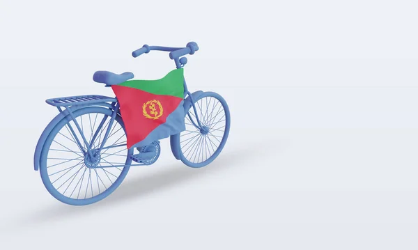 Bycycle Day Flaga Erytrei Renderująca Widok Lewej Strony — Zdjęcie stockowe