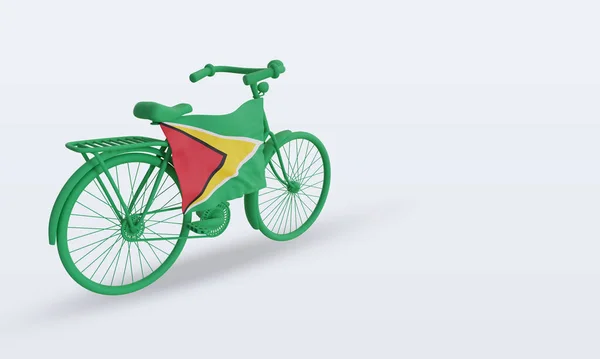 Bycycle Day Guyana Flag Rendering Left View — стоковое фото