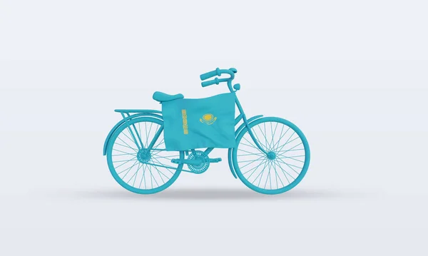 Bycycle Day Kazakhstan Flag Rendering Front View — стокове фото