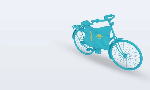 Bycycle Day Kazakhstan Flag Rendering Right View — ストック写真