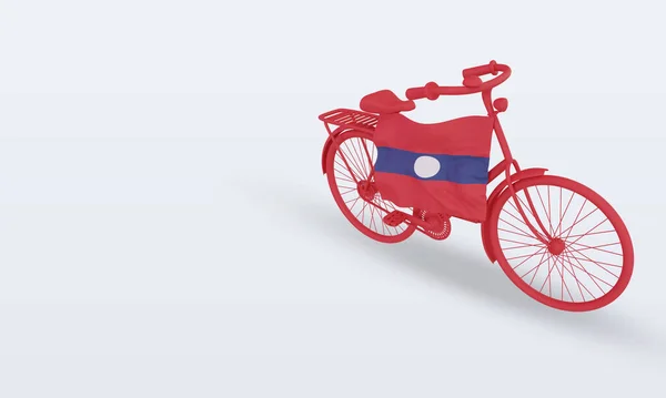 Bycycle Day Laos Flag Rendering Rechte Ansicht — Stockfoto