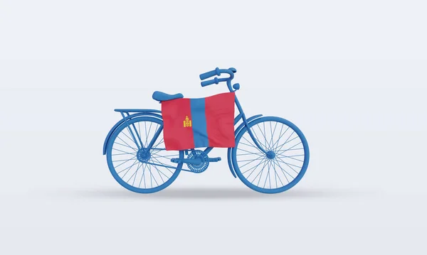 Cykel Dag Mongoliet Flagga Rendering Främre — Stockfoto