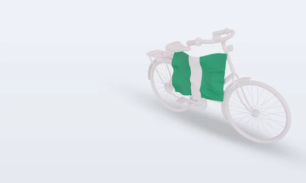 Bycycle Day Nigeria Flag Rendering Right View — стоковое фото