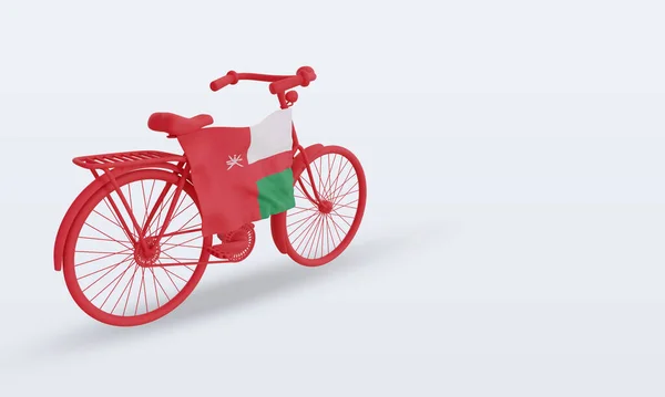Bycycle Day Oman Flagge Rendering Linke Ansicht — Stockfoto