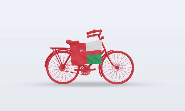 Bycycle Day Oman Flag Renderowanie Widok Przodu — Zdjęcie stockowe
