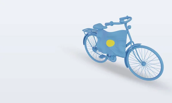 Bycycle Day Palau Flag Rendering Right View — стокове фото