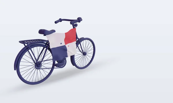 Bycycle Day Panama Flagge Rendering Linke Ansicht — Stockfoto